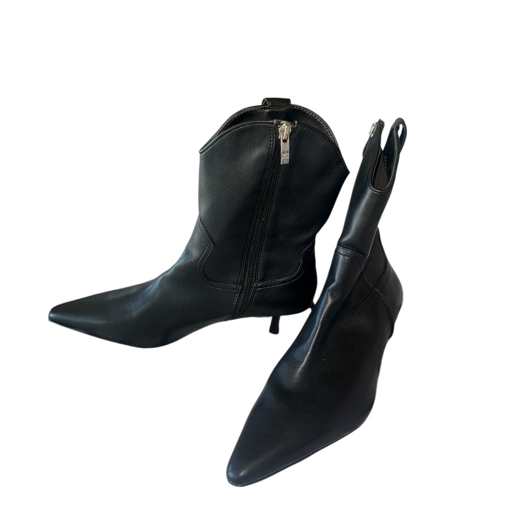 NEW Steven New York Bana Black Pointed Toe Black Western Stiletto Bootie - Picture 3 of 5